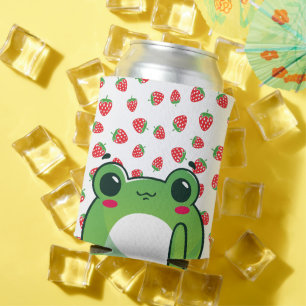 Kawaii Strawberry Frog  Can Cooler
