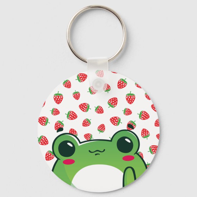 Kawaii Strawberry Frog  Key Ring (Front)
