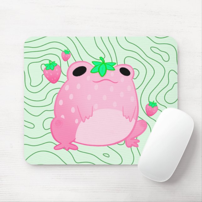 Kawaii Strawberry Frog Softcore Mouse Mat (With Mouse)