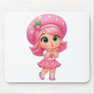 Kawaii Strawberry Girl Chibi Mouse Mat