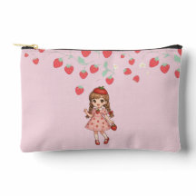 Kawaii Strawberry Girl Pencil Case - Cute Pink Aes