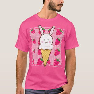 Kawaii Strawberry Ice Cream Bunny Cute Aesthetic F T-Shirt