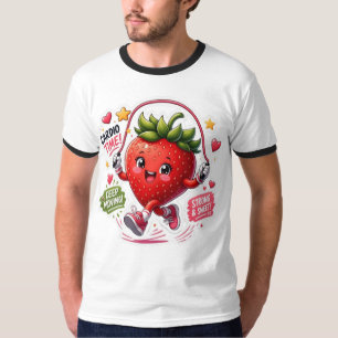 Kawaii Strawberry Jump Rope Fitness Sticker T-Shirt