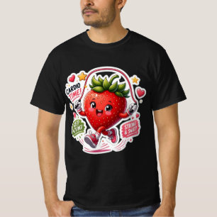 Kawaii Strawberry Jump Rope Fitness Sticker T-Shirt