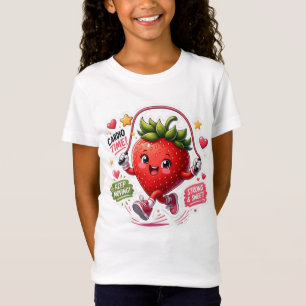 Kawaii Strawberry Jump Rope Fitness Sticker T-Shirt