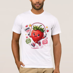 Kawaii Strawberry Jump Rope Fitness Sticker T-Shirt