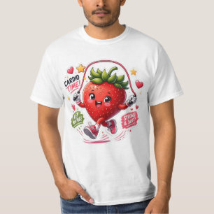 Kawaii Strawberry Jump Rope Fitness Sticker T-Shirt