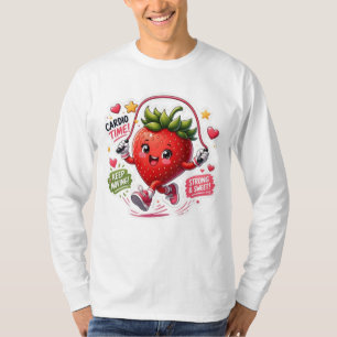 Kawaii Strawberry Jump Rope Fitness Sticker T-Shirt