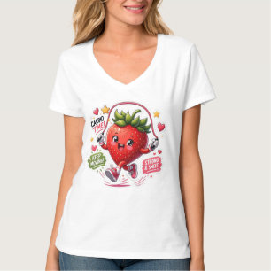 Kawaii Strawberry Jump Rope Fitness Sticker T-Shirt