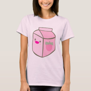 KAWAII STRAWBERRY MILK CARTON HAPPY FACE YUMMY T-Shirt