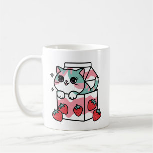 Kawaii strawberry milk cat coffee mug