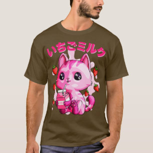 Kawaii Strawberry Milk Cat Japanese Chibi Kitten G T-Shirt