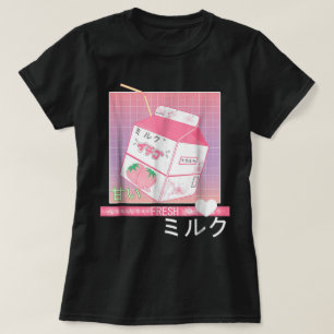 Kawaii Strawberry Milk Vaporwave Design T-Shirt