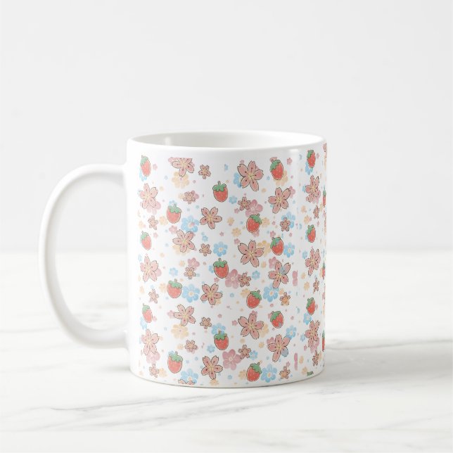 kawaii strawberry milkshake coffee mug (Left)