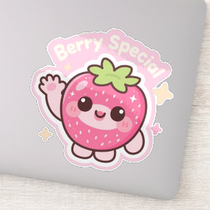 Kawaii Strawberry Sticker – Decor for Laptop