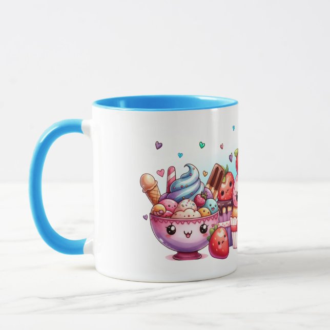 Kawaii Strawberry Sweets and Ice Cream Friends Mug (Left)