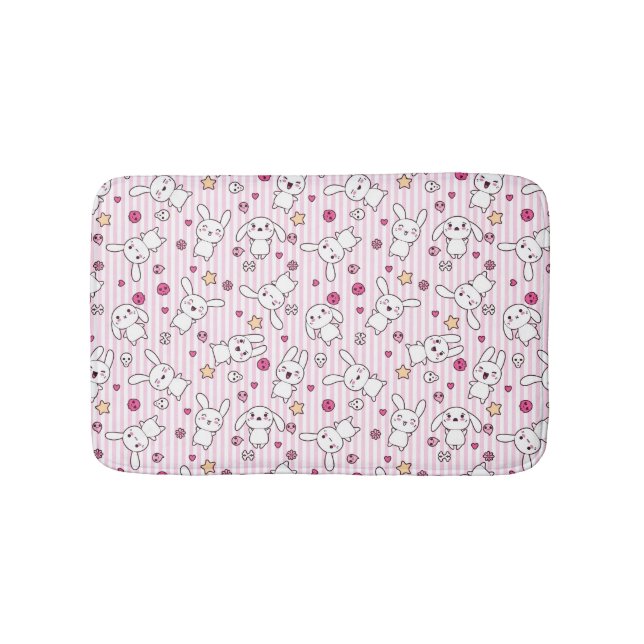 kawaii stripes pattern bath mat (Front)