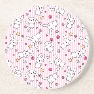 kawaii stripes pattern coaster