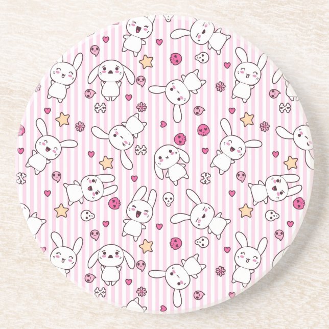 kawaii stripes pattern coaster (Front)