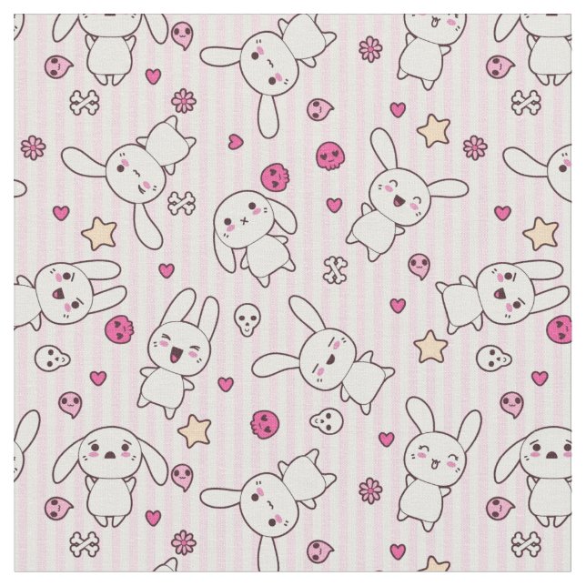 kawaii stripes pattern fabric (Close Up)