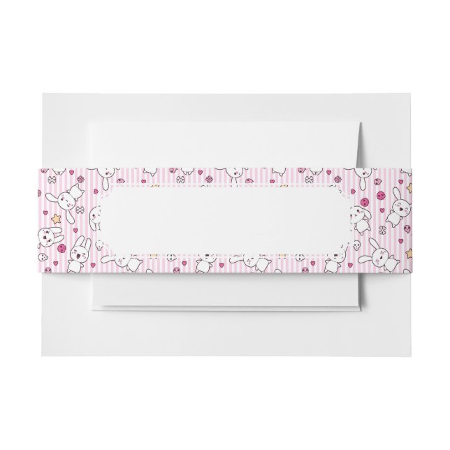 kawaii stripes pattern invitation belly band (Front Example)
