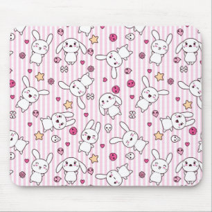kawaii stripes pattern mouse mat