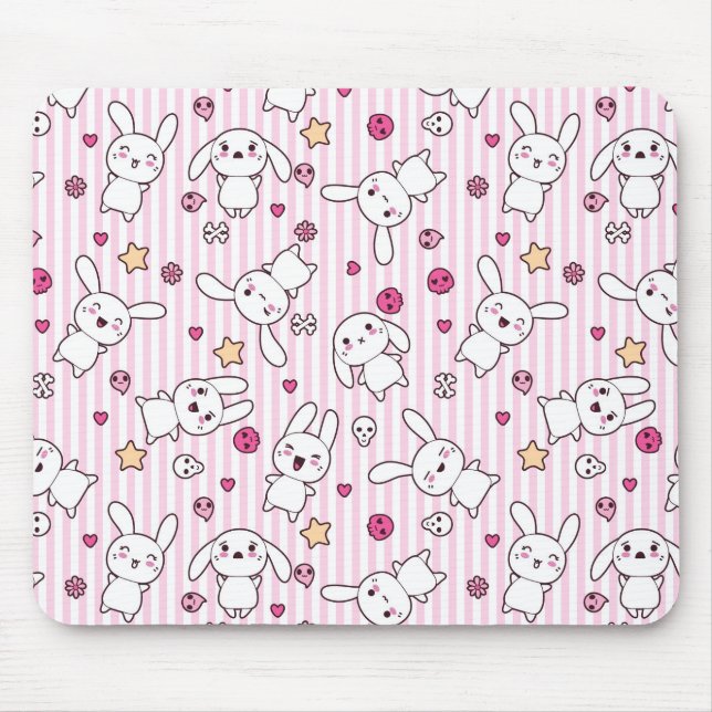 kawaii stripes pattern mouse mat (Front)