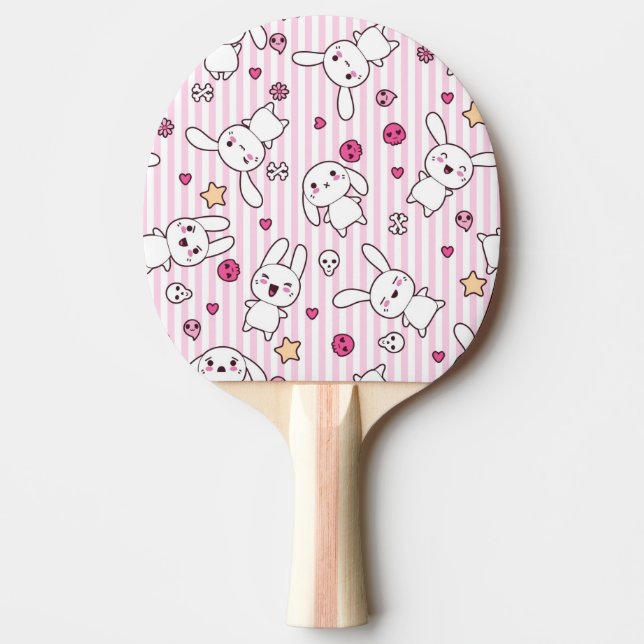 kawaii stripes pattern ping pong paddle (Front)