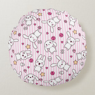 kawaii stripes pattern round cushion