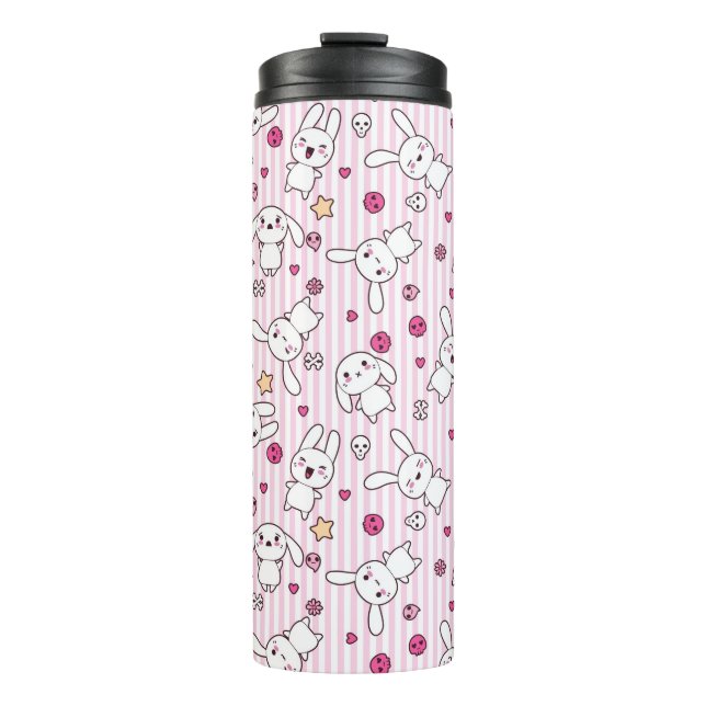 kawaii stripes pattern thermal tumbler (Front)