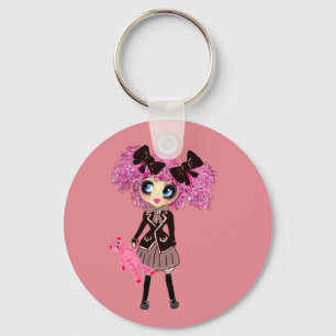 Kawaii Student Girl with PinkyP Key Ring