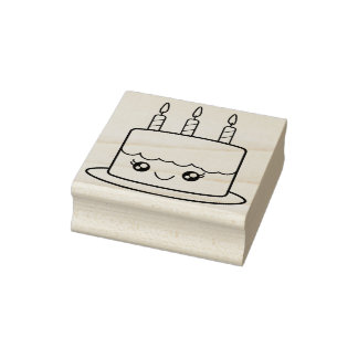 Kawaii Style Birthday Cake Rubber Stamp
