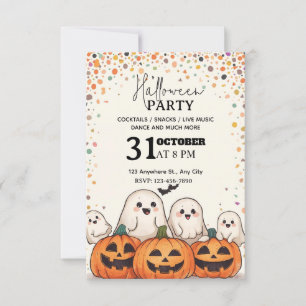 Kawaii-Style Halloween Party Invitation – Editable