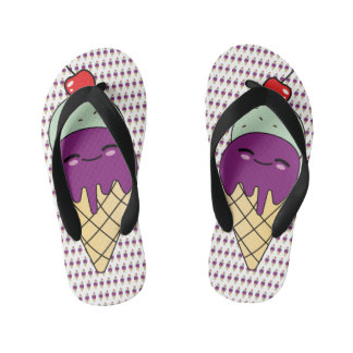 Kawaii Style Happy Ice Cream Cone Flip Flops