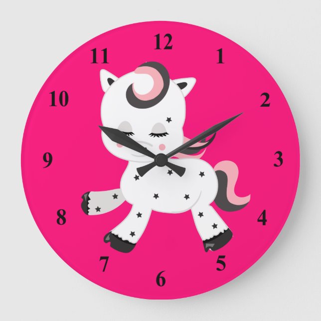 Kawaii Style Pony Theme Large Clock (Front)