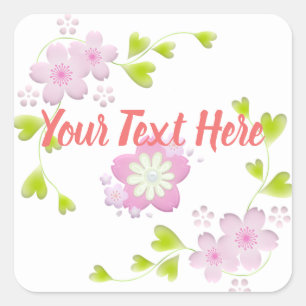 Kawaii Style Sakura Cherry Tree Blossom Square Sticker