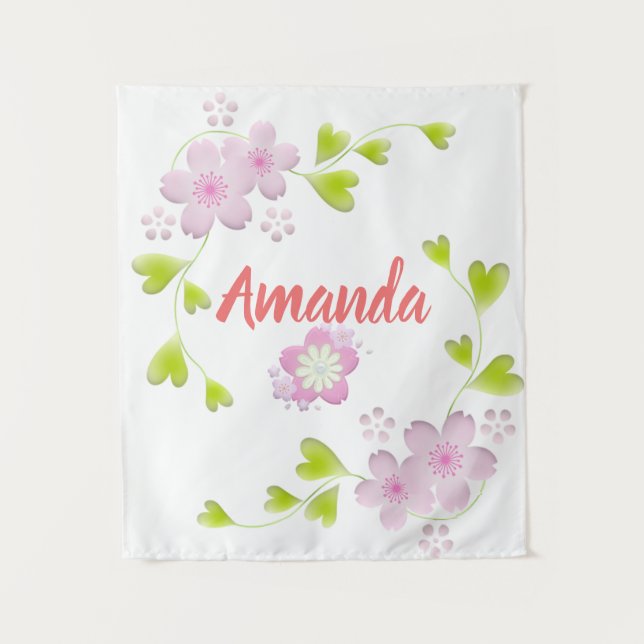 Kawaii Style Sakura Cherry Tree Blossom Tapestry (Front)
