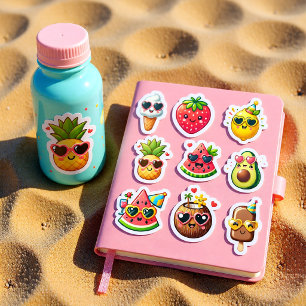 Kawaii style summer  9 Foods sticker sheet