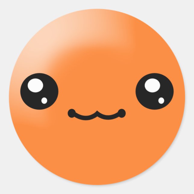 Kawaii Sugar Dots Orange Happy Face Sticker (Front)