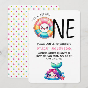 Kawaii Summer 1st Birthday Party Invitation