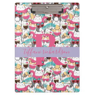 Kawaii Summer Cute Kitty Cats Clipboard