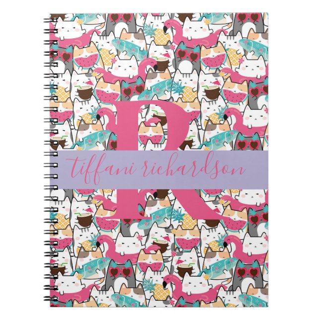 Kawaii Summer Cute Kitty Cats Notebook (Front)