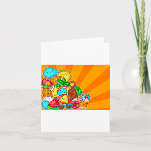 Kawaii Summer Doodles Sun Beach and Tropical Card