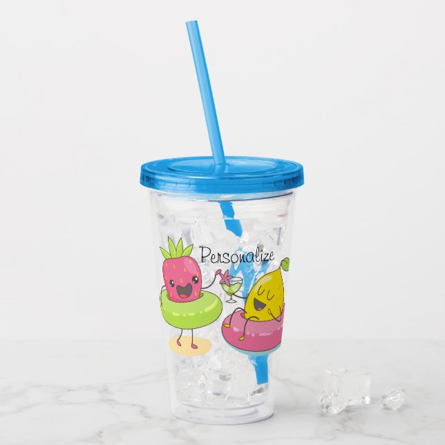 Kawaii Summer Fruit Acrylic Tumbler (Front Ice)