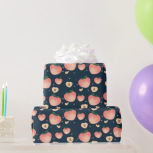 Kawaii Summer Peach Pattern Wrapping Paper