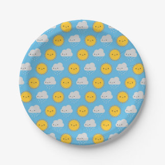 Kawaii Sun & Rain Paper Plate