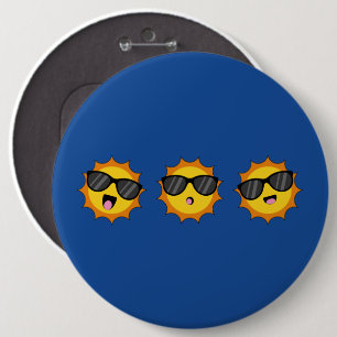 Kawaii Sun with Sunglasses Happy Emoji Faces 6 Cm Round Badge