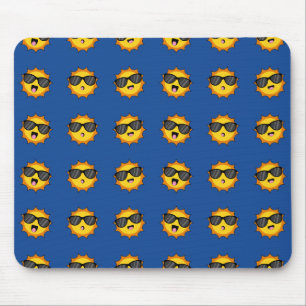 Kawaii Sun with Sunglasses Happy Emoji Faces Mouse Mat