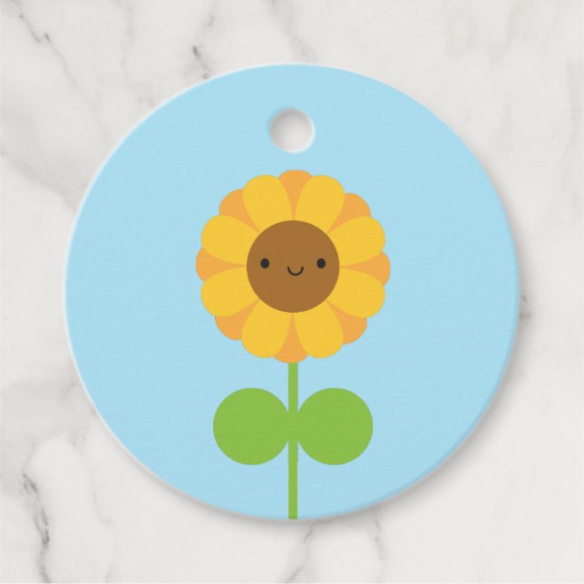 Kawaii Sunflower Favour Tags (Front)