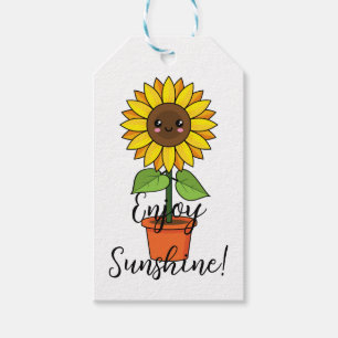 Kawaii Sunflower Plant in a Pot   Add Text Gift Tags
